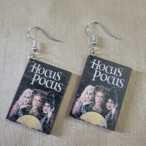 Hocus Pocus Movie Cover Art Wooden Halloween Witch Earrings